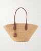 POLO RALPH LAUREN Bellport medium leather-trimmed raffia tote - 1