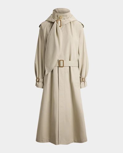 Polo Ralph Lauren Buckled-Scarf Hooded Trench Coat