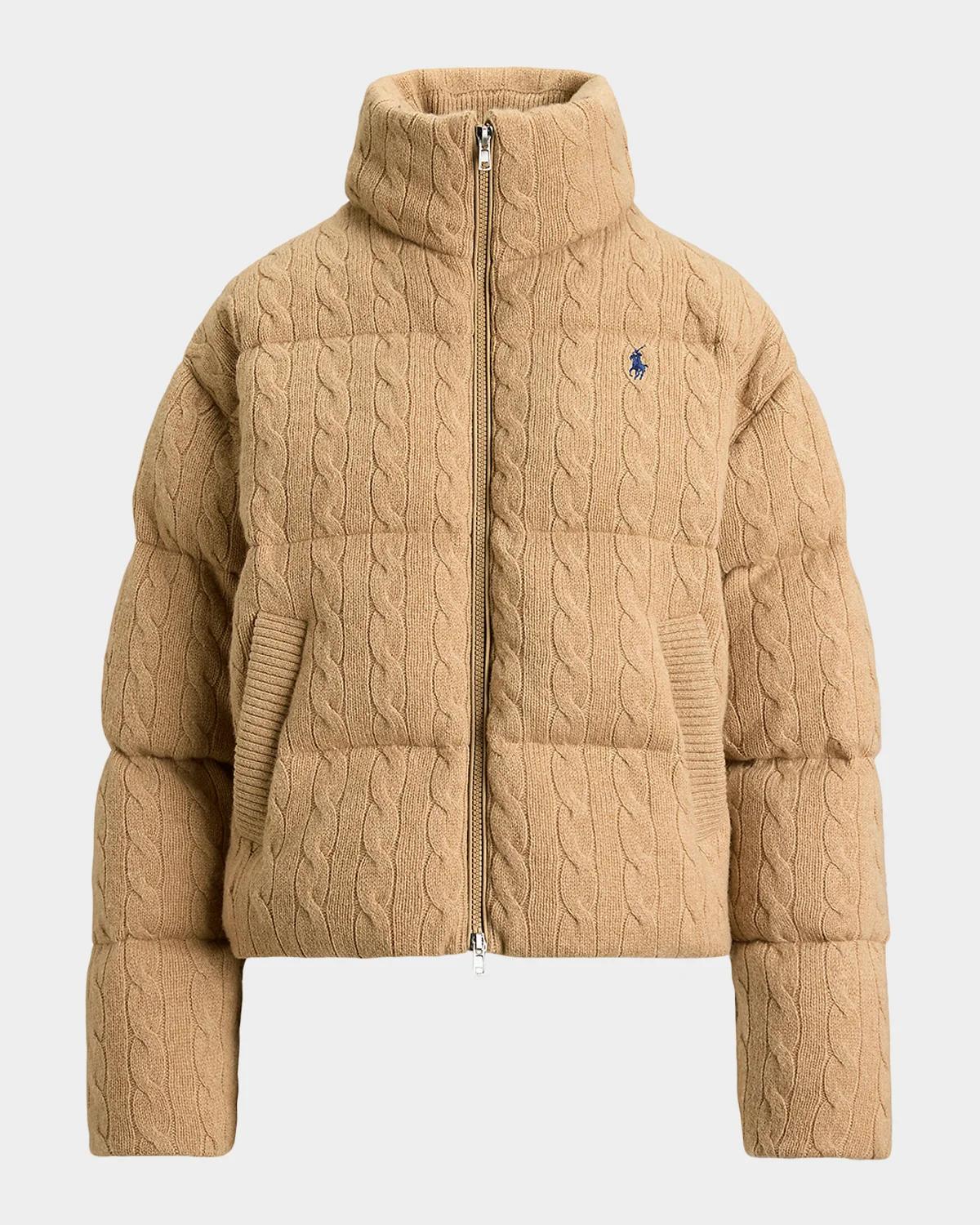Polo Ralph Lauren Cable-Knit Wool-Cashmere Puffer Jacket
