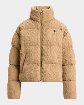 Polo Ralph Lauren Cable-Knit Wool-Cashmere Puffer Jacket