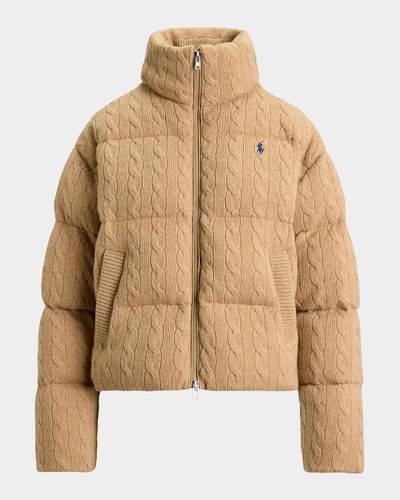 Polo Ralph Lauren Cable-Knit Wool-Cashmere Puffer Jacket