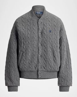 Polo Ralph Lauren Cable-Knit Wool-Cashmere Snapped Jacket