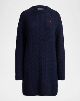 Polo Ralph Lauren Cable-Knit Wool-Cashmere Sweater Dress