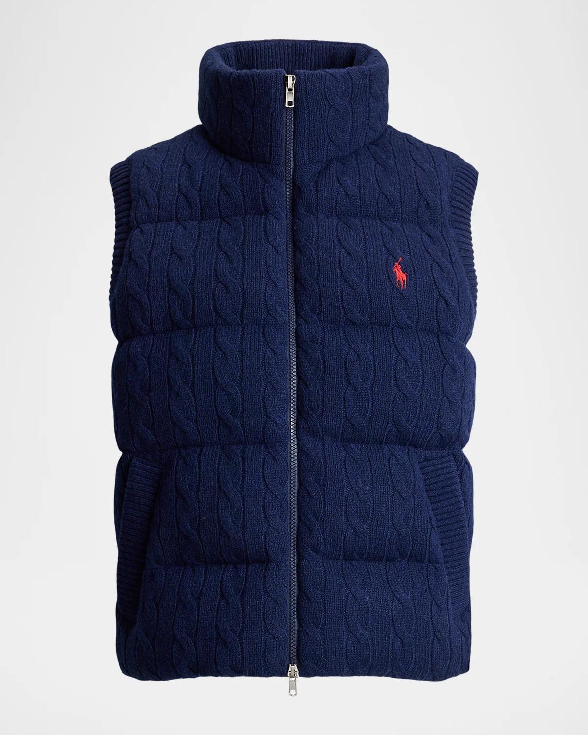 Polo Ralph Lauren Cable-Knit Wool-Cashmere Zip Gilet