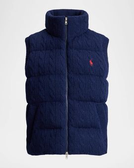 Polo Ralph Lauren Cable-Knit Wool-Cashmere Zip Gilet