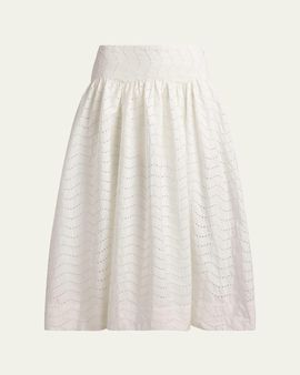 Polo Ralph Lauren Cotton Eyelet Midi Skirt