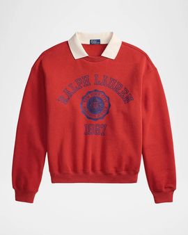 Polo Ralph Lauren Crest Polo-Collar Fleece Crewneck Sweatshirt