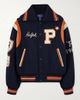 POLO RALPH LAUREN Embroidered appliquéd leather-trimmed wool-blend twill jacket - 1