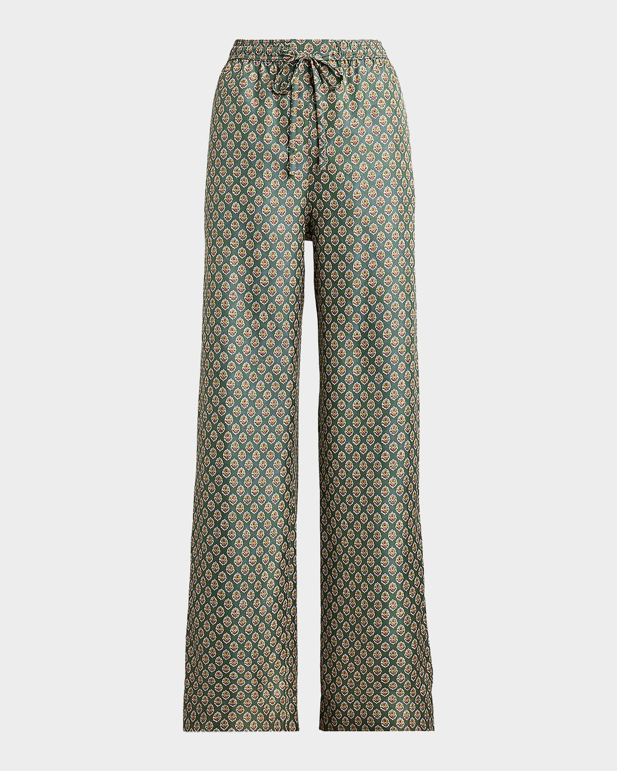 Polo Ralph Lauren Floral Silk Drawstring Wide-Leg Pants