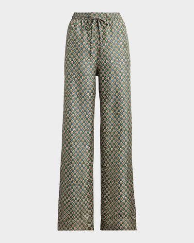 Polo Ralph Lauren Floral Silk Drawstring Wide-Leg Pants
