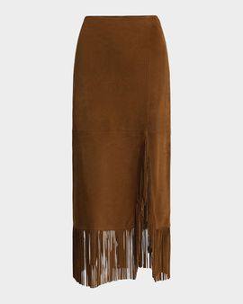 Polo Ralph Lauren Fringe-Trim Suede Maxi Skirt