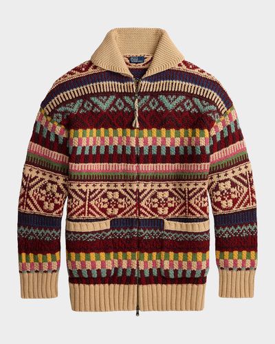 Polo Ralph Lauren Geometric Shawl-Collar Zip Cardigan