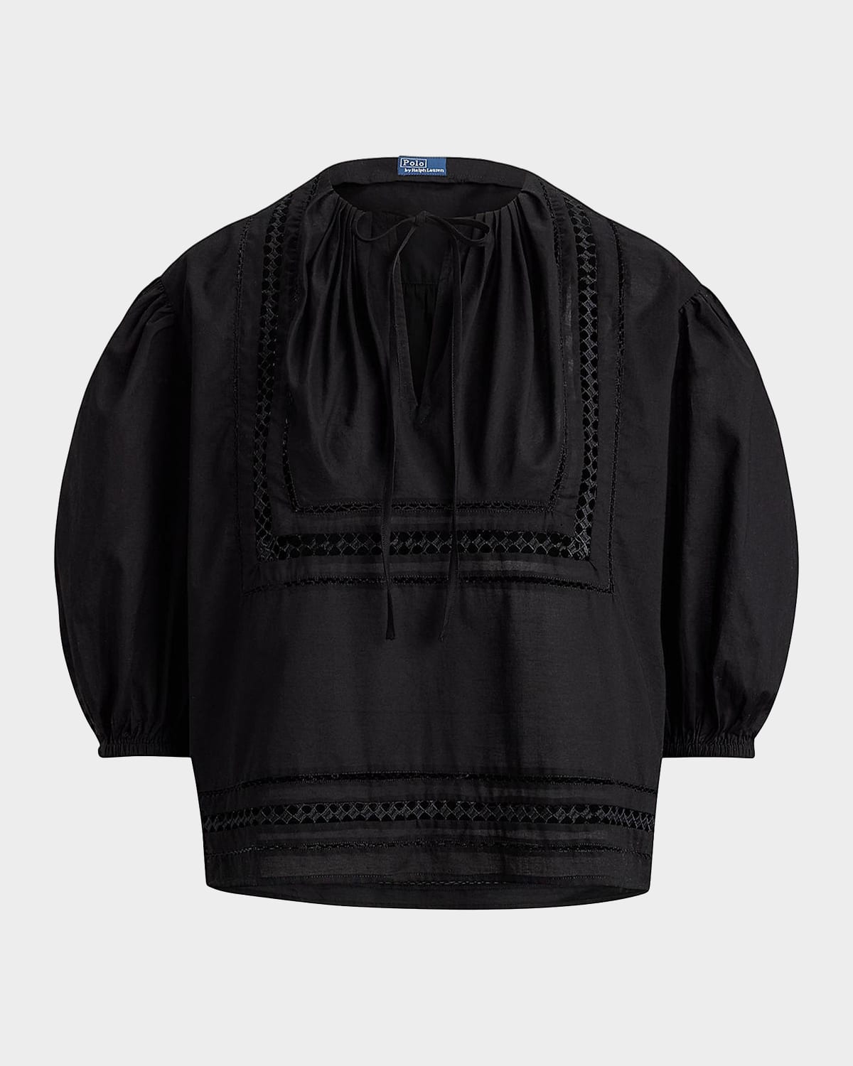 Polo Ralph Lauren Lace-Trim Cotton Blouson Shirt