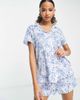 Polo Ralph Lauren Lauren by Ralph Lauren button through short pajama set in blue floral-Pink - 3
