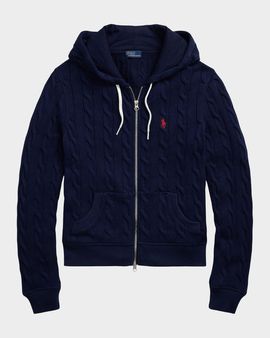Polo Ralph Lauren Logo Cotton Cable-Knit Hoodie