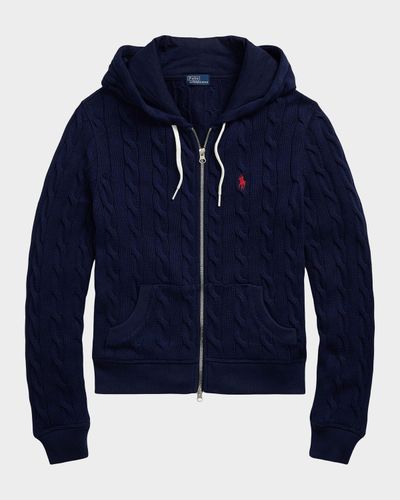 Polo Ralph Lauren Logo Cotton Cable-Knit Hoodie