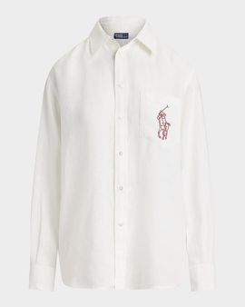 Polo Ralph Lauren Oversized-Fit Embroidered Linen Shirt