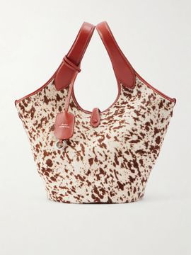 POLO RALPH LAUREN Ply medium leather-trimmed cow-print calf hair tote