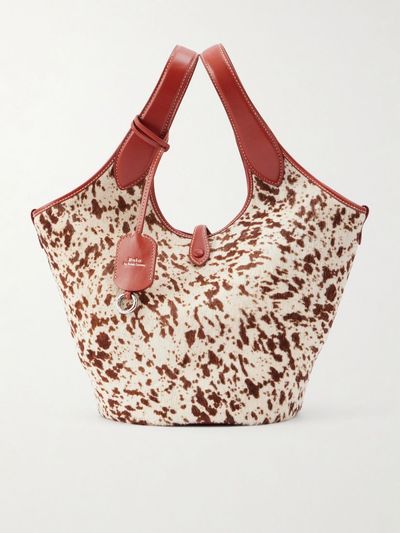POLO RALPH LAUREN Ply medium leather-trimmed cow-print calf hair tote