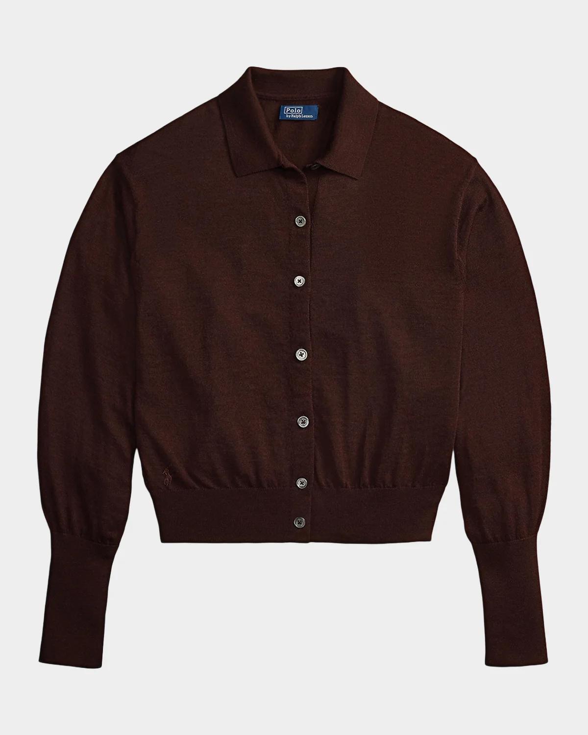 Polo Ralph Lauren Polo-Collar Wool Blouson Cardigan