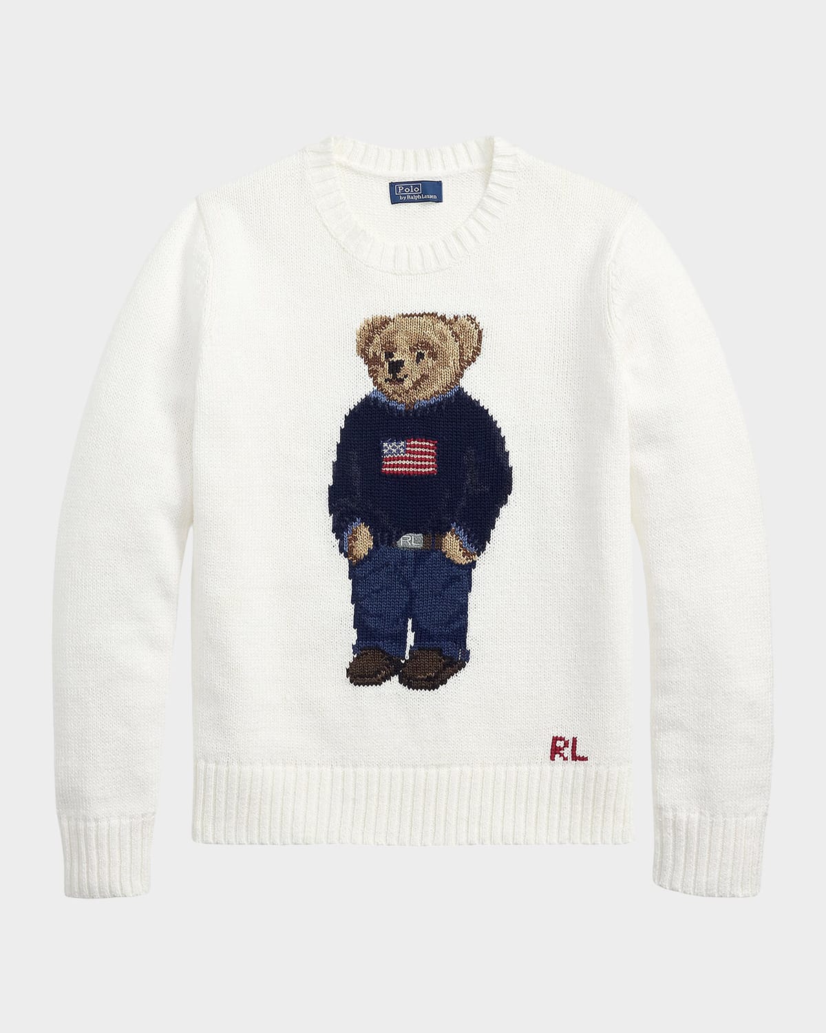 Polo Ralph Lauren Polo Bear Linen-Cotton Crewneck Sweater