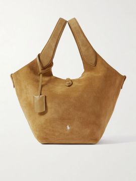 POLO RALPH LAUREN Polo Play leather-trimmed suede tote