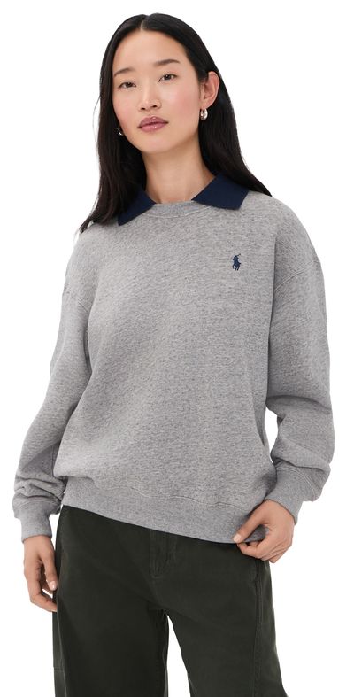Polo Ralph Lauren Polo Ralph Lauren Arctic Collared Crew Neck Sweatshirt Dark Vintage Heather