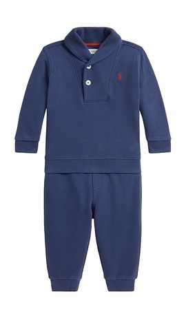 Polo Ralph Lauren Polo Ralph Lauren Baby Two Piece Set Long Sleeve Estate Rib Knit Funnel Neck Sweatshirt With Jogger