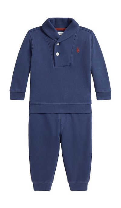 Polo Ralph Lauren Polo Ralph Lauren Baby Two Piece Set Long Sleeve Estate Rib Knit Funnel Neck Sweatshirt With Jogger