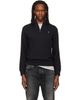 Polo Ralph Lauren Polo Ralph Lauren Black Luxury Jersey Quarter-Zip Pullover Sweater - 1