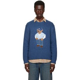 Polo Ralph Lauren Polo Ralph Lauren Blue Polo Bear Cotton Linen Blend Sweater