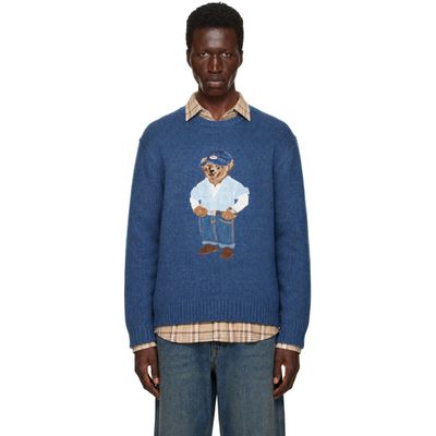 Polo Ralph Lauren Polo Ralph Lauren Blue Polo Bear Cotton Linen Blend Sweater