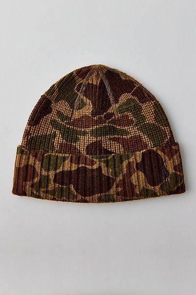 Polo Ralph Lauren Polo Ralph Lauren Camo Ribbed Beanie in Camo, Men's at Urban Outfitters
