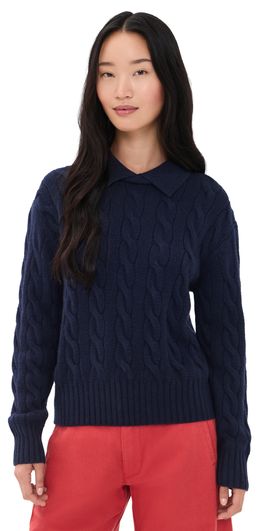 Polo Ralph Lauren Polo Ralph Lauren Collared Cable Knit Sweater Hunter Navy