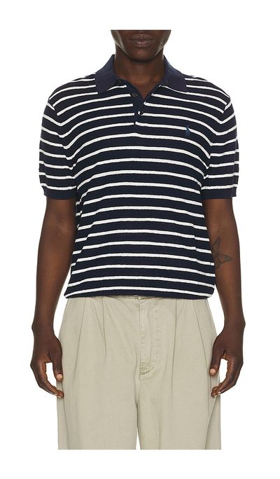 Polo Ralph Lauren Polo Ralph Lauren Cotton Blend Textured 3 Button Placket Short Sleeve Polo Sweater