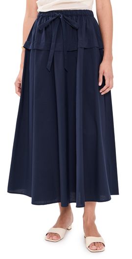 Polo Ralph Lauren Polo Ralph Lauren Cotton Canvas Woven Midi Skirt Hunter Navy