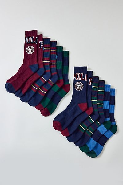Polo Ralph Lauren Polo Ralph Lauren Crest Logo Crew Socks 6-Pack in Dark tones, Men's at Urban Outfitters