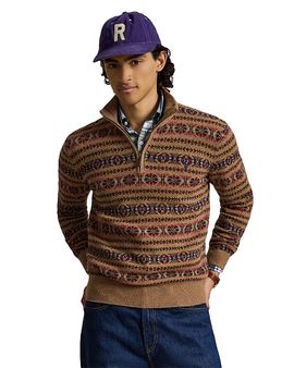 Polo Ralph Lauren Polo Ralph Lauren Fair Isle Wool Stand Collar Zip Sweater