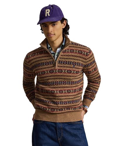 Polo Ralph Lauren Polo Ralph Lauren Fair Isle Wool Stand Collar Zip Sweater
