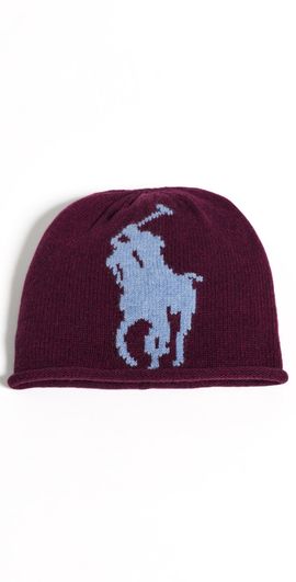 Polo Ralph Lauren Polo Ralph Lauren Graphic Polo Pony Beanie Wine/Blue One