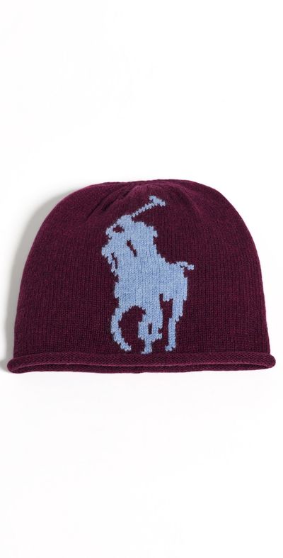 Polo Ralph Lauren Polo Ralph Lauren Graphic Polo Pony Beanie Wine/Blue One