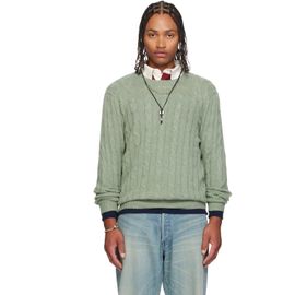 Polo Ralph Lauren Polo Ralph Lauren Green 'The Iconic Cable-Knit' Cashmere Sweater