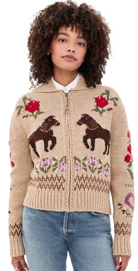 Polo Ralph Lauren Polo Ralph Lauren Intarsia Knit Cotton Wool Shawl Cardigan Light Beige
