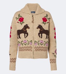 Polo Ralph Lauren Polo Ralph Lauren Intarsia wool and cotton zip-up cardigan
