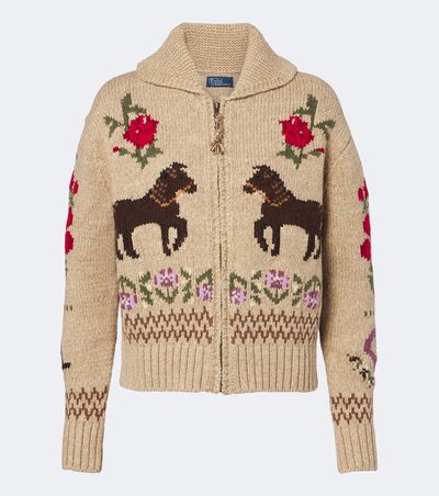 Polo Ralph Lauren Polo Ralph Lauren Intarsia wool and cotton zip-up cardigan