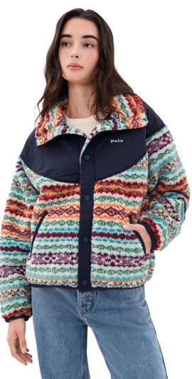 Polo Ralph Lauren Polo Ralph Lauren Jacquard Knit Funnel Neck Jacket Multi