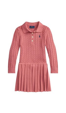 Polo Ralph Lauren Polo Ralph Lauren Kids Long-sleeve Combed Cotton Mini Cable Polo Dress