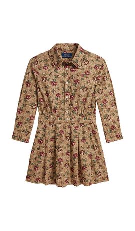 Polo Ralph Lauren Polo Ralph Lauren Kids Long-sleeve Poplin Floral Printed Collared Dress