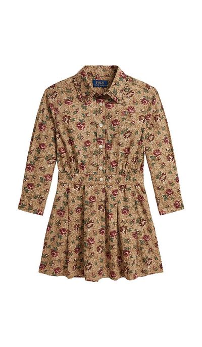 Polo Ralph Lauren Polo Ralph Lauren Kids Long-sleeve Poplin Floral Printed Collared Dress
