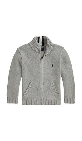 Polo Ralph Lauren Polo Ralph Lauren Kids Long Sleeve Combed Cotton Knit Full Zip Sweater